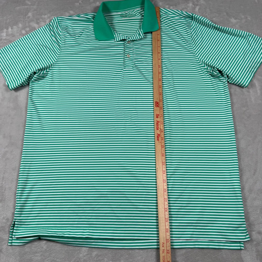 Vineyard Vines Polo Shirt Mens XL Green White Striped Performance Whale Logo - Picture 3 of 6